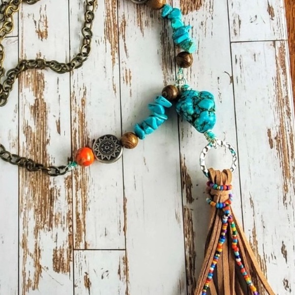 Turquoise Tassel Necklace - Picture 8 of 9